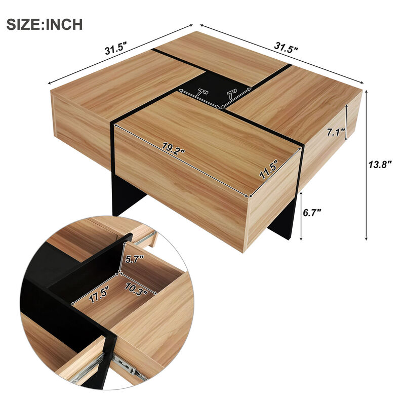 Merax Square UV High-gloss Coffee Table with Storage