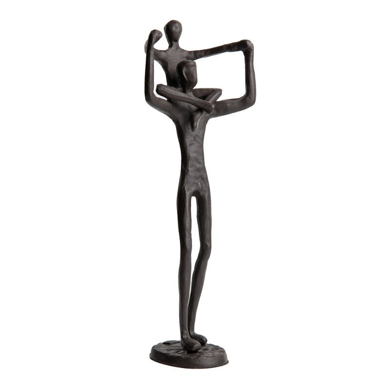 Proud Parent Holding Child Up Contemporary Iron Sculpture Statue