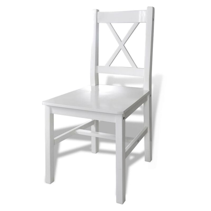5pc Dining Table and Chairs Set, 43 Inch Top Farmhouse White Pine Wood - Benzara