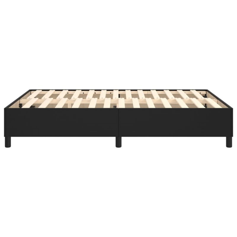 vidaXL Queen Size Box Spring Bed Frame - Faux Leather Upholstery, Plywood and Engineered Wood Construction, Black