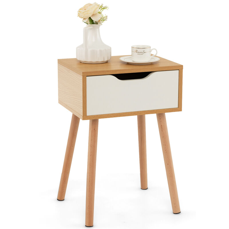Modern Nightstand with Storage Drawer for Bedroom Living Room-1 Piece