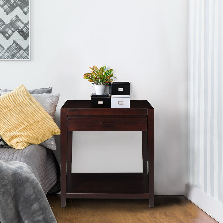 Casual Home Notre Dame Nightstand with USB Ports-Espresso, 18.75 in x 24 in x 26 in (D x W x H)