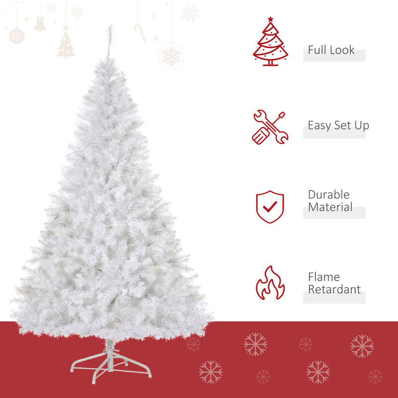 6' PVC Pre-lit Full Artificial Christmas Xmas Tree Metal Stand White