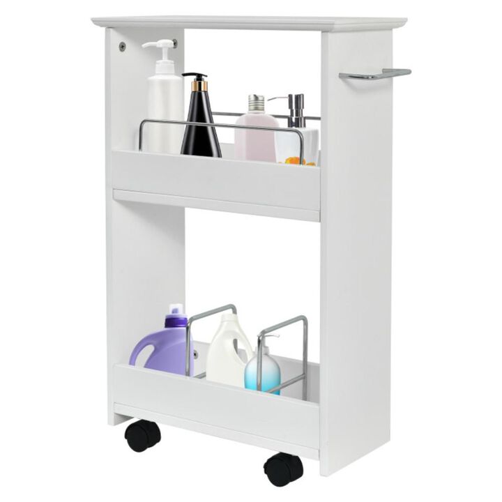 Hivvago Slim Rolling 3-Tier Bathroom  Mobile Shelving Cabinet wih Handle