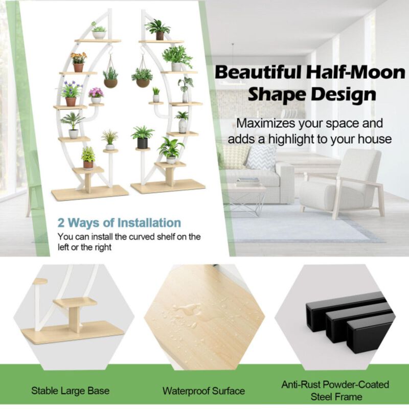 Hivvago 6-Tier 9 Potted Metal Plant Stand Holder Display Shelf with Hook