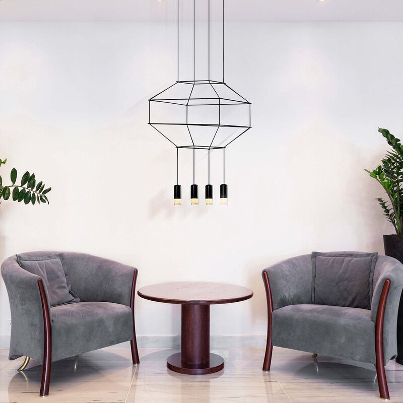 VONN Lighting 4-Light Integrated LED Height Adjustable Pendant Lighting Black
