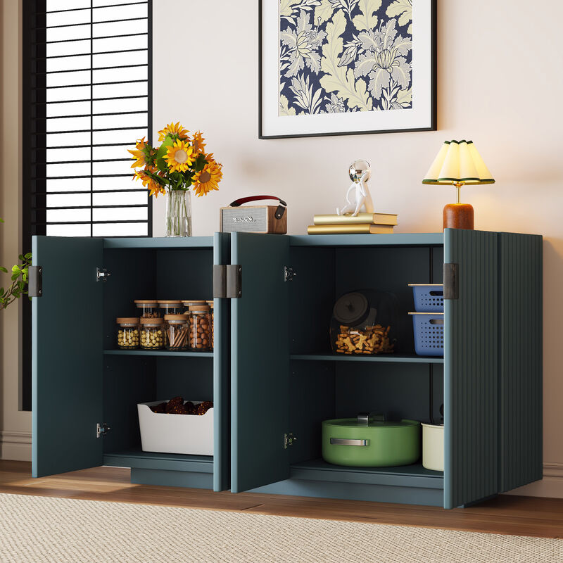 Merax 4 Wavy Doors Sideboard with Adjustable Shelves