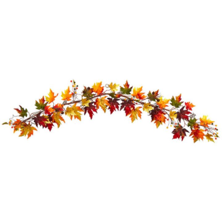 Hivvago 6' Autumn Maple Leaf and Berry Fall Garland