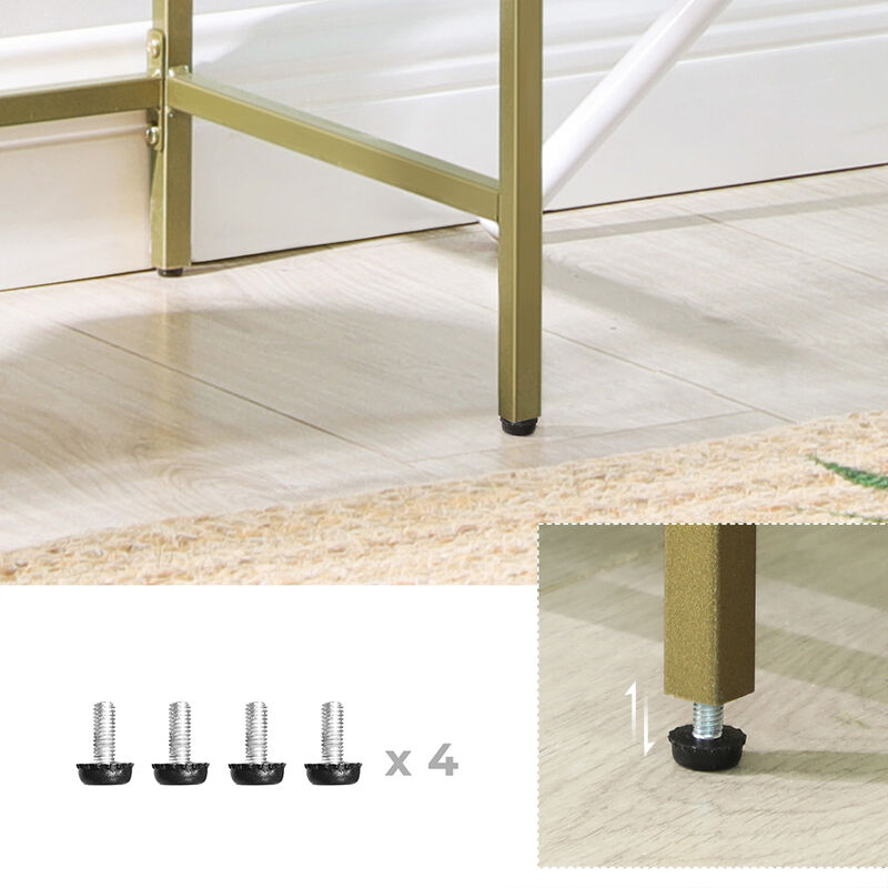 3-Tier Tempered Glass Console Table with Modern Shelves