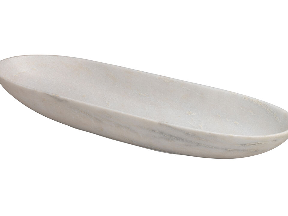 Long Oval White Marble Bowl