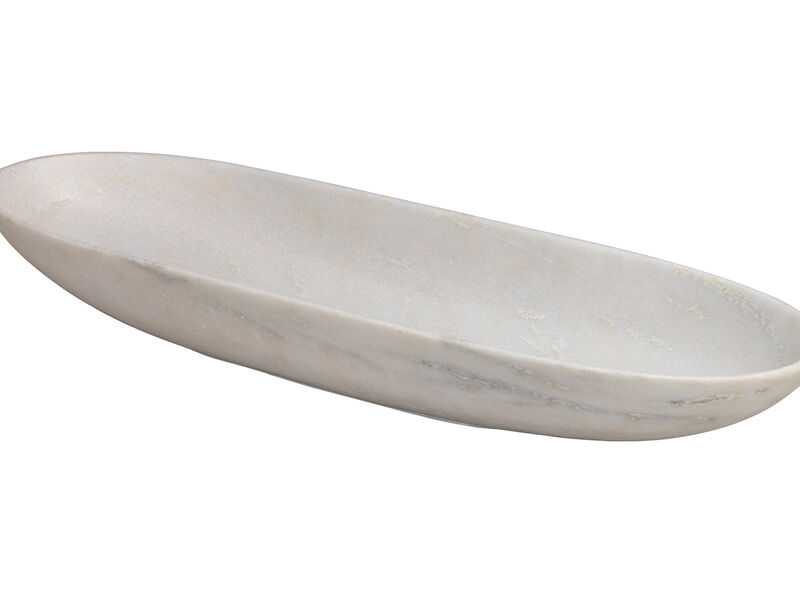 Long Oval White Marble Bowl