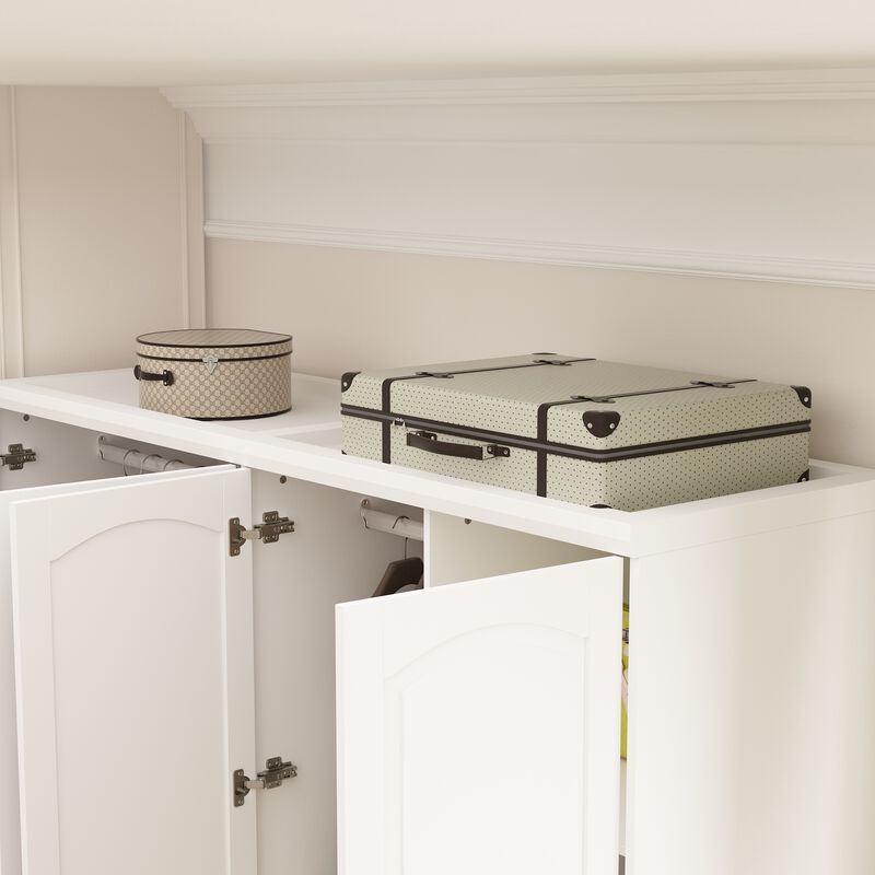 FUFU&GAGA Large Wardrobe with Mirrored Doors and Six Drawers – Stylish and Functional Storage Solution (63" W x 19.7" D x 78.7" H),White