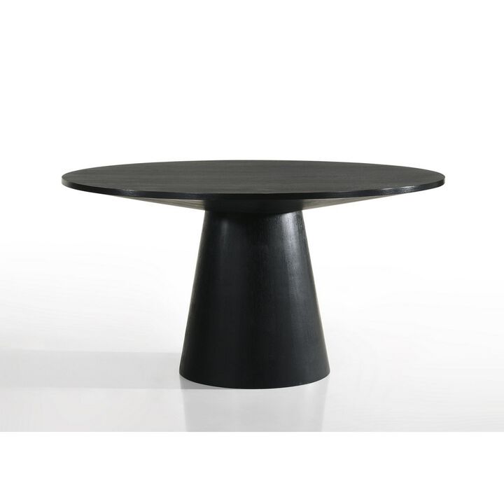 Kiy 5pc Black Dining Table Set with 4 Ergonomic Chairs, Beige Upholstery - Benzara