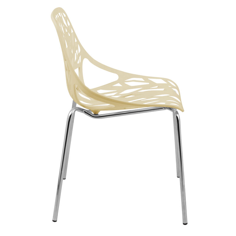 LeisureMod Asbury Dining Stackable Chair in Polypropylene Seat and Chrome Legs Set of 2