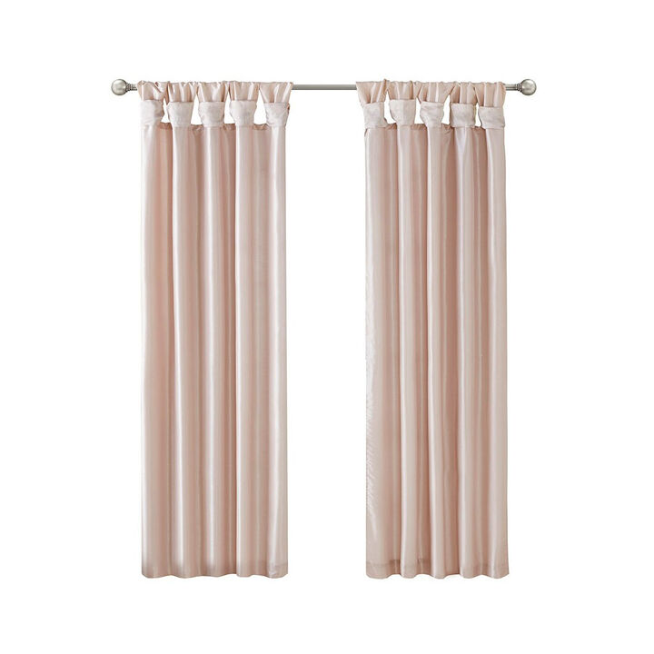 Gracie Mills Elroy Twist Tab Lined Faux Silk Window Curtain Panel - 50x108"