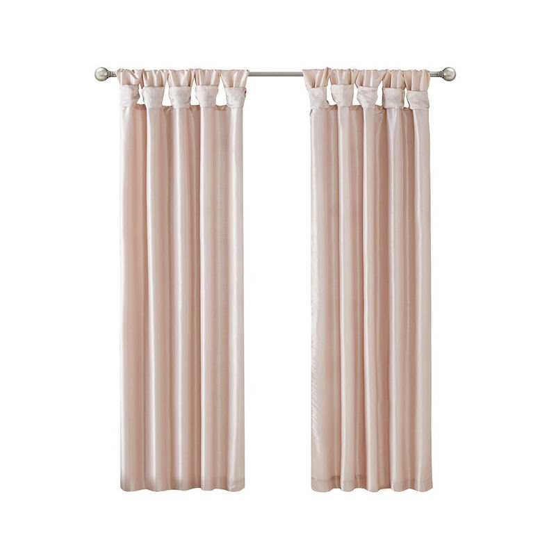 Gracie Mills Elroy Twist Tab Lined Faux Silk Window Curtain Panel - 50x108"