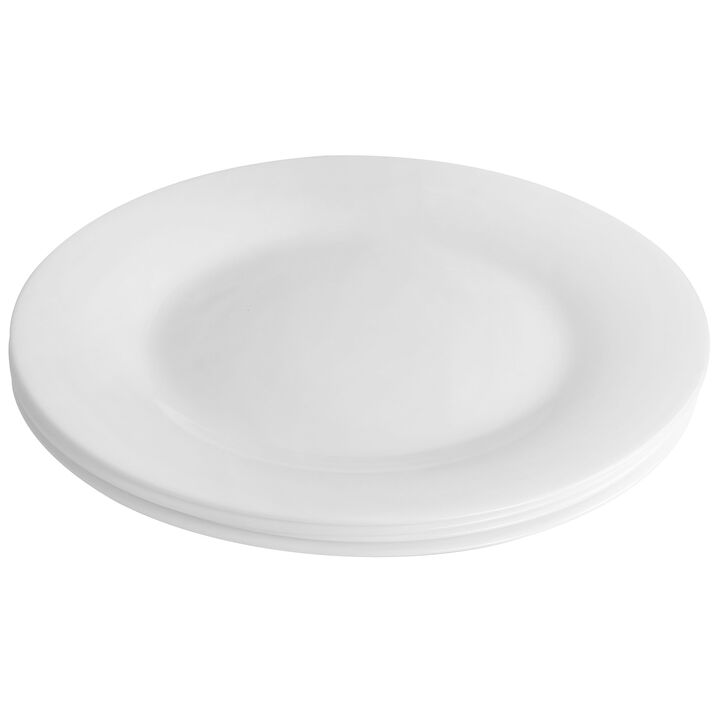 Gibson Ultra Farthington 4 Piece Tempered Opal Glass Dinner Plate Set in White