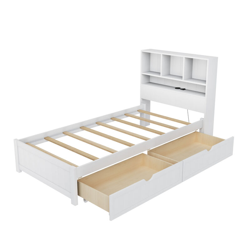 Merax Platform Bed with Built-in Downlight and 2 Drawers