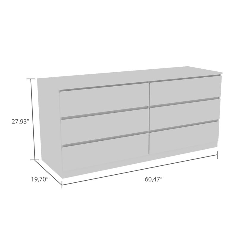 DEPOT E-SHOP Cocora 6 Drawer Double Dresser, Superior Top, Black
