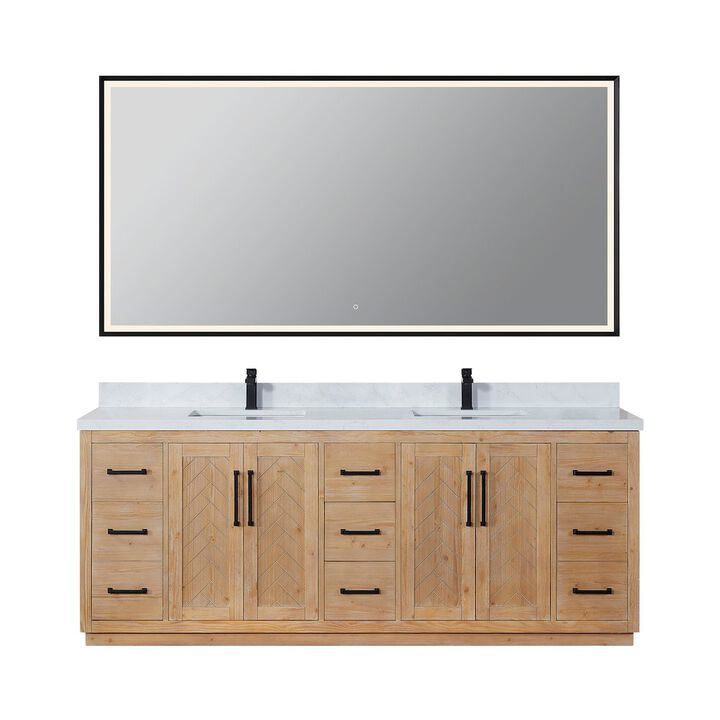 Altair-10 84 Double Bathroom Vanity iwith Grain White Countertop with Mirror