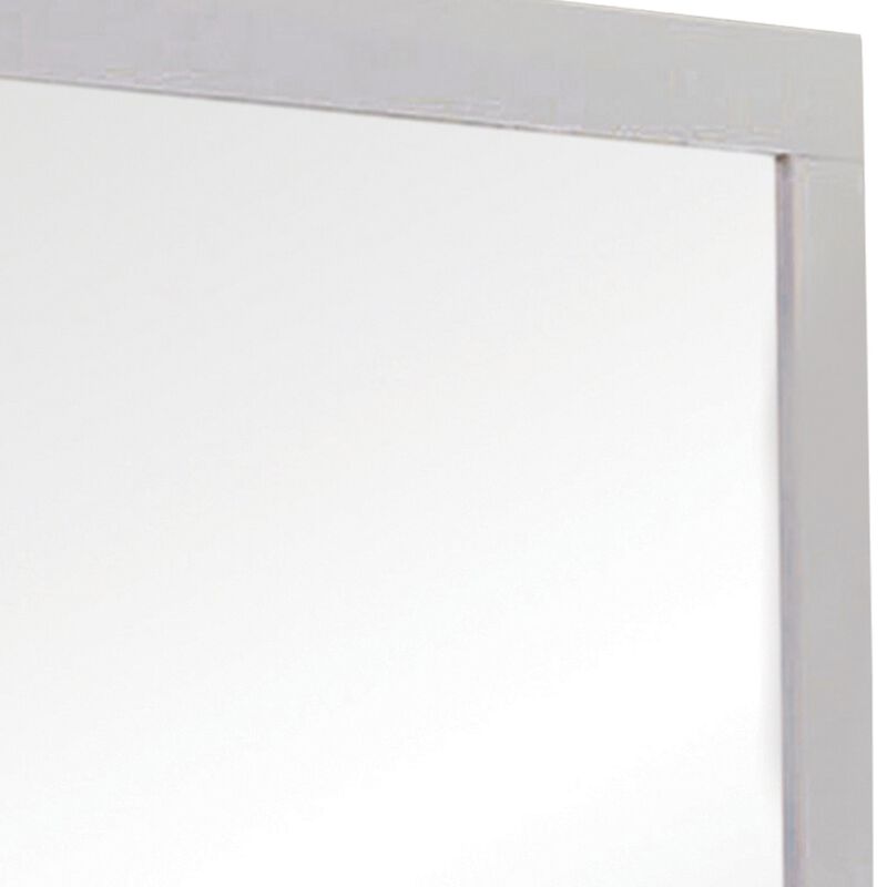 Wooden Frame Mirror with Mounting Hardware, White-Benzara
