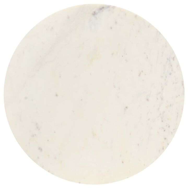 vidaXL Coffee Table White 23.6"x23.6"x13.8" Real Stone with Marble Texture