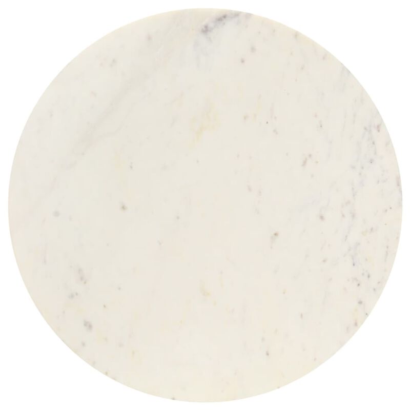 vidaXL Coffee Table White 23.6"x23.6"x13.8" Real Stone with Marble Texture