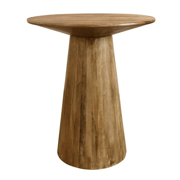 Mid-Century Jaden Round Bar Table in Distressed Natural