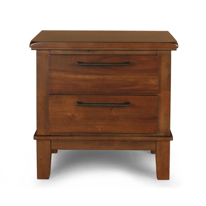 New Classic Furniture Furniture Cagney Solid Wood 2-Drawer Nightstand in Chestnut Brown