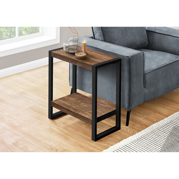 Monarch Specialties I 2852 Accent Table, Side, End, Nightstand, Lamp, Living Room, Bedroom, Metal, Laminate, Brown, Black, Contemporary, Modern