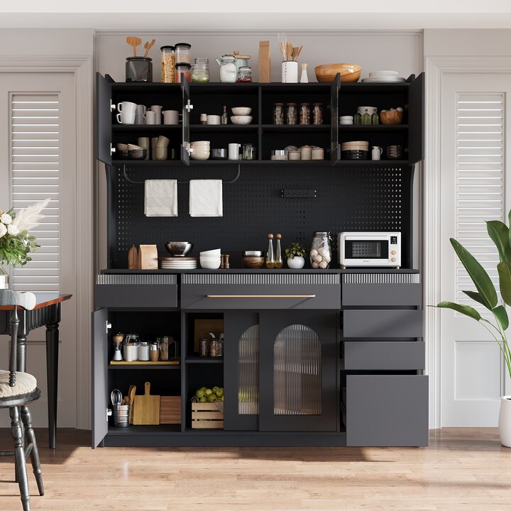 Merax Freestanding  Buffet Large Coffee Bar Storage Cabinet