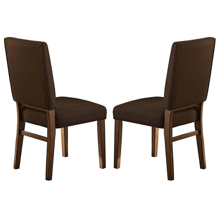 Wood & Fabric Dining Side Chair With Comfortable Padding, Set of 2-Benzara