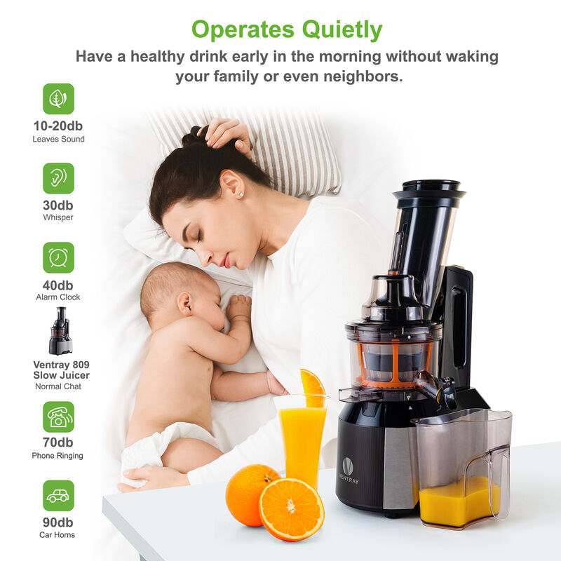 Ventray Big Feeding Mouth,Large Chute,Masticating Juicer Black