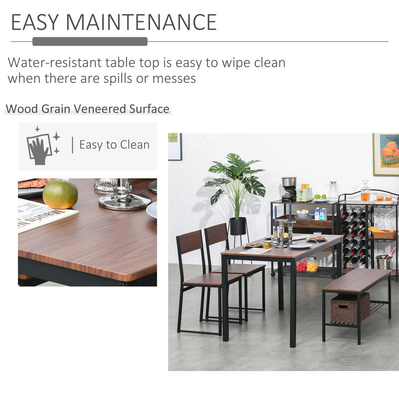 Wooden Kitchen Table and Chair Furniture with Storage Rack and Sitting Bench