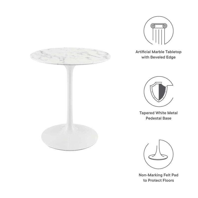 Modway - Lippa 28" Round Artificial Marble Dining Table White