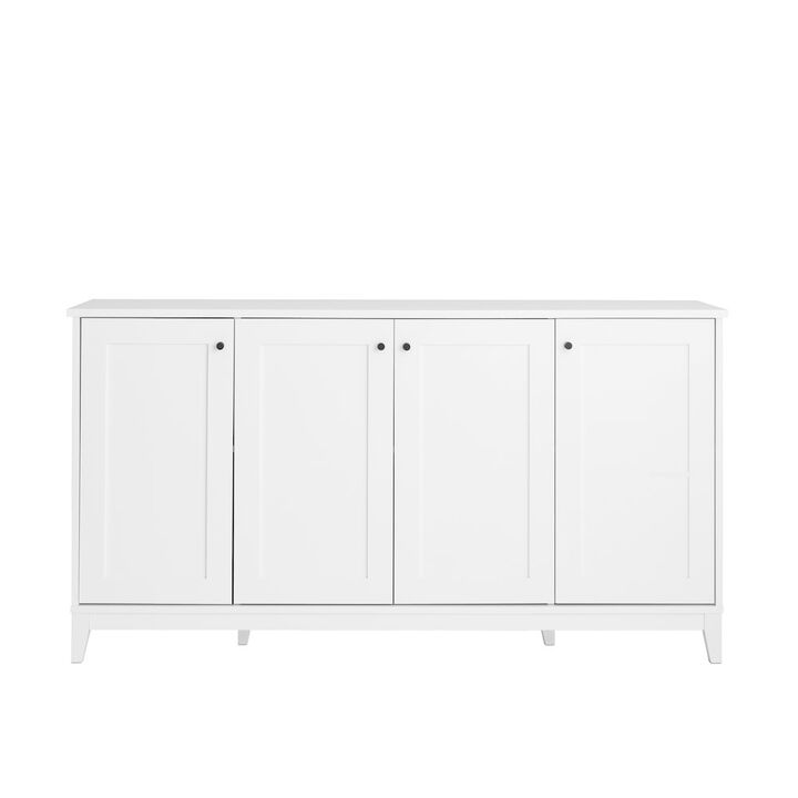 Prepac Yaletown 4 Panel Door Console Table White Engineered Wood Storage Cabinet