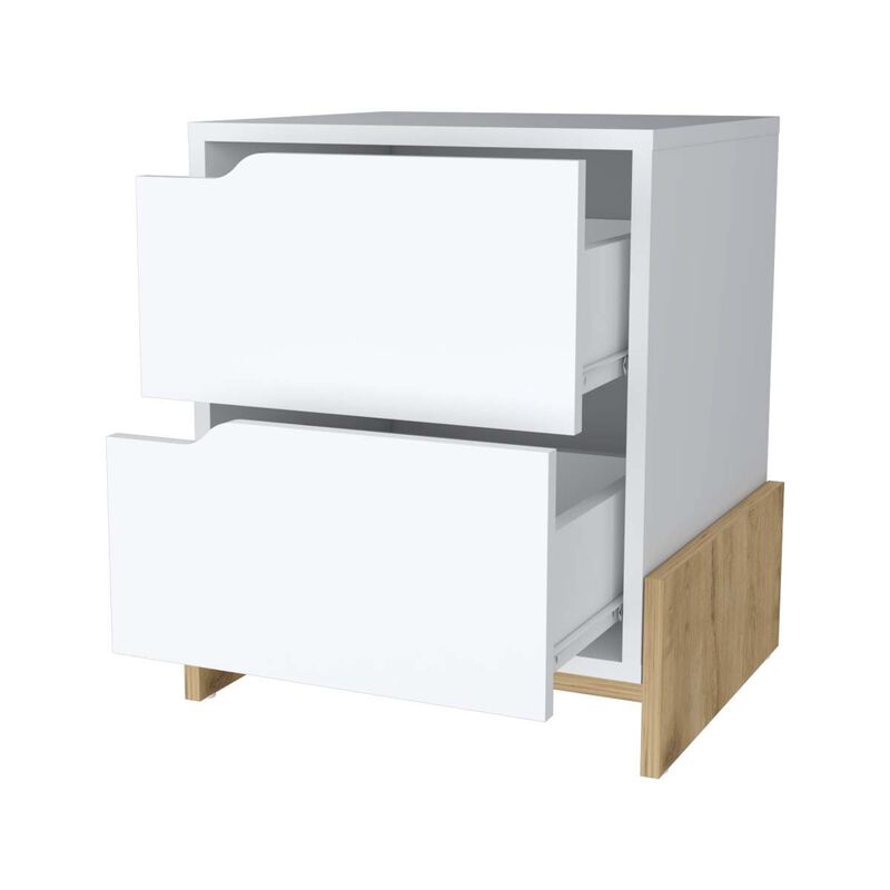 Streamdale Ralston 2-Drawer Nightstand In White And Macadamia