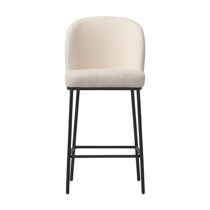 CorLiving Luxury Boucle Bar Stools, Set of 2 White