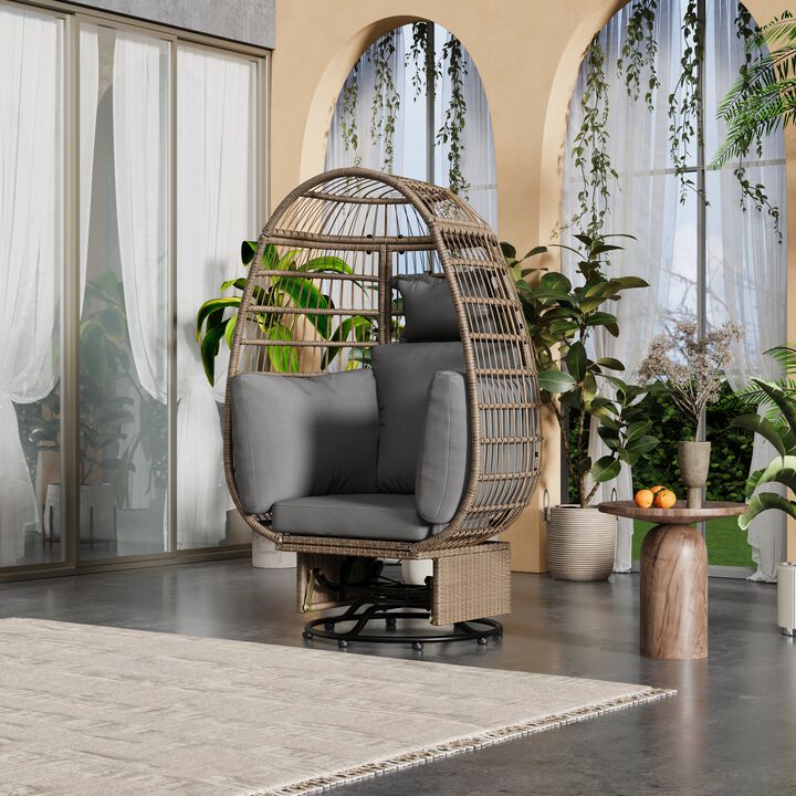 Merax Egg-shape Outdoor Swivel Chair with Cushions
