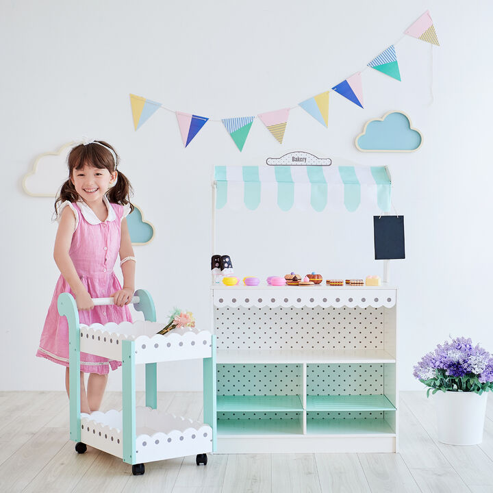 Teamson Kids - My Dream Bakery shop Dessert Stand - White / Mint