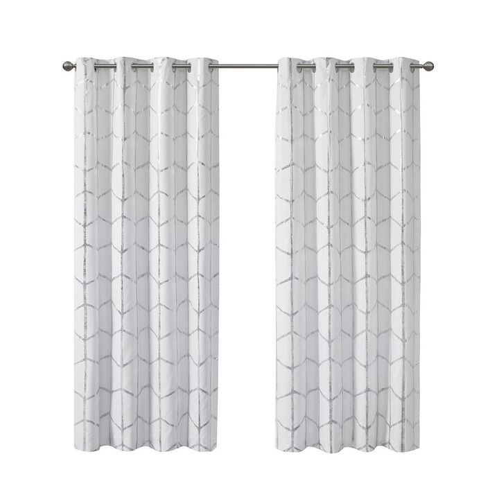 Gracie Mills Isabelle Metallic Geometric Total Blackout Grommet Top Curtain Panel - 50x63"