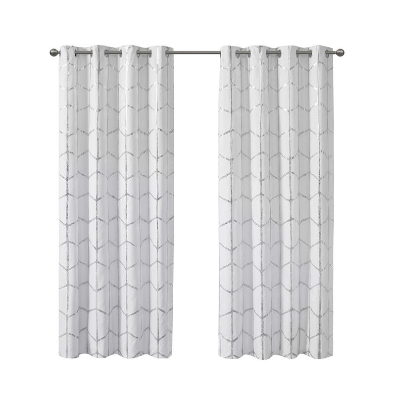 Gracie Mills Isabelle Metallic Geometric Total Blackout Grommet Top Curtain Panel - 50x63"