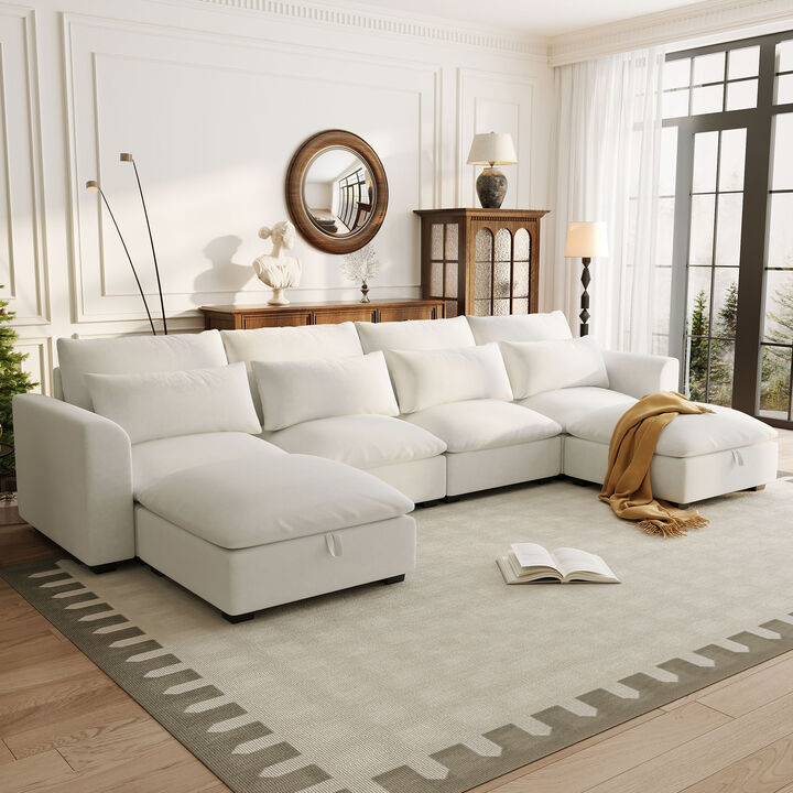 Merax Modular Corner Sofa with 2 Ottomans