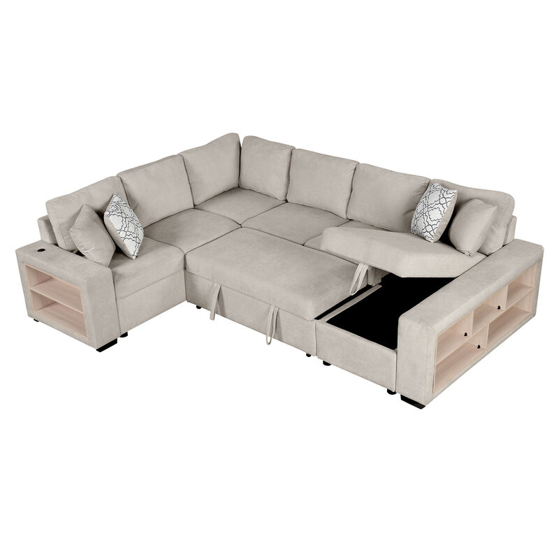 Merax U-shaped Sectional Sofa Pull-out Sofa Bed