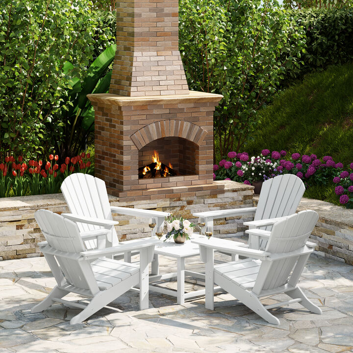 WestinTrends 5-Piece Outdoor Patio HDPE Adirondack Chair With Square Coffee Table Conversation Set