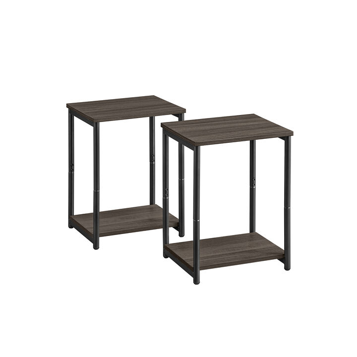 Steel Frame End Tables with Storage Shelf for Living Room and Bedroom- Set of 2