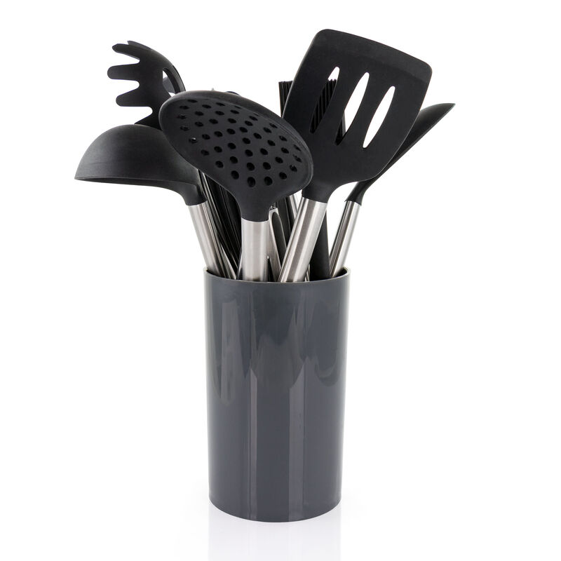 MegaChef Gray Silicone and Stainless Steel Cooking Utensils, Set of 14