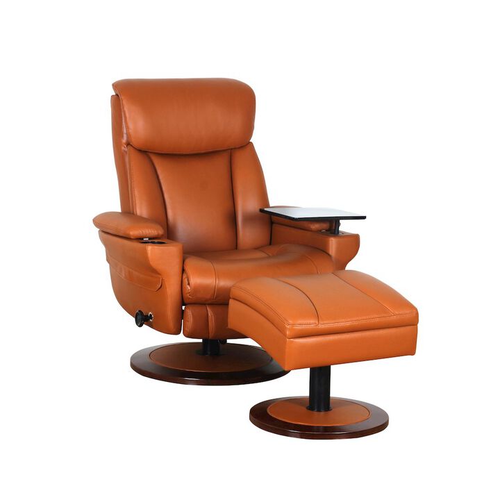 Barcalounger William Swivel Pedestal Recliner w/Storage Ottoman & Arm Table