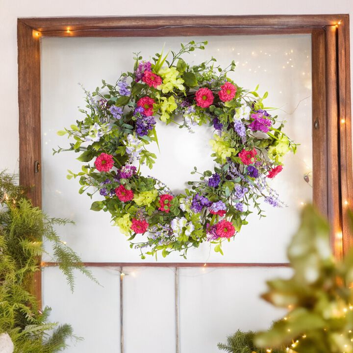 Mixed Floral Wreath – Vibrant and Colorful Home or Door Décor for Year-Round Seasonal Charm