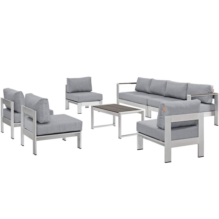 Shore Outdoor Patio Collection - Durable Aluminum Frames, Weather Resistant Fabric, 7 Piece Sectional Sofa Set